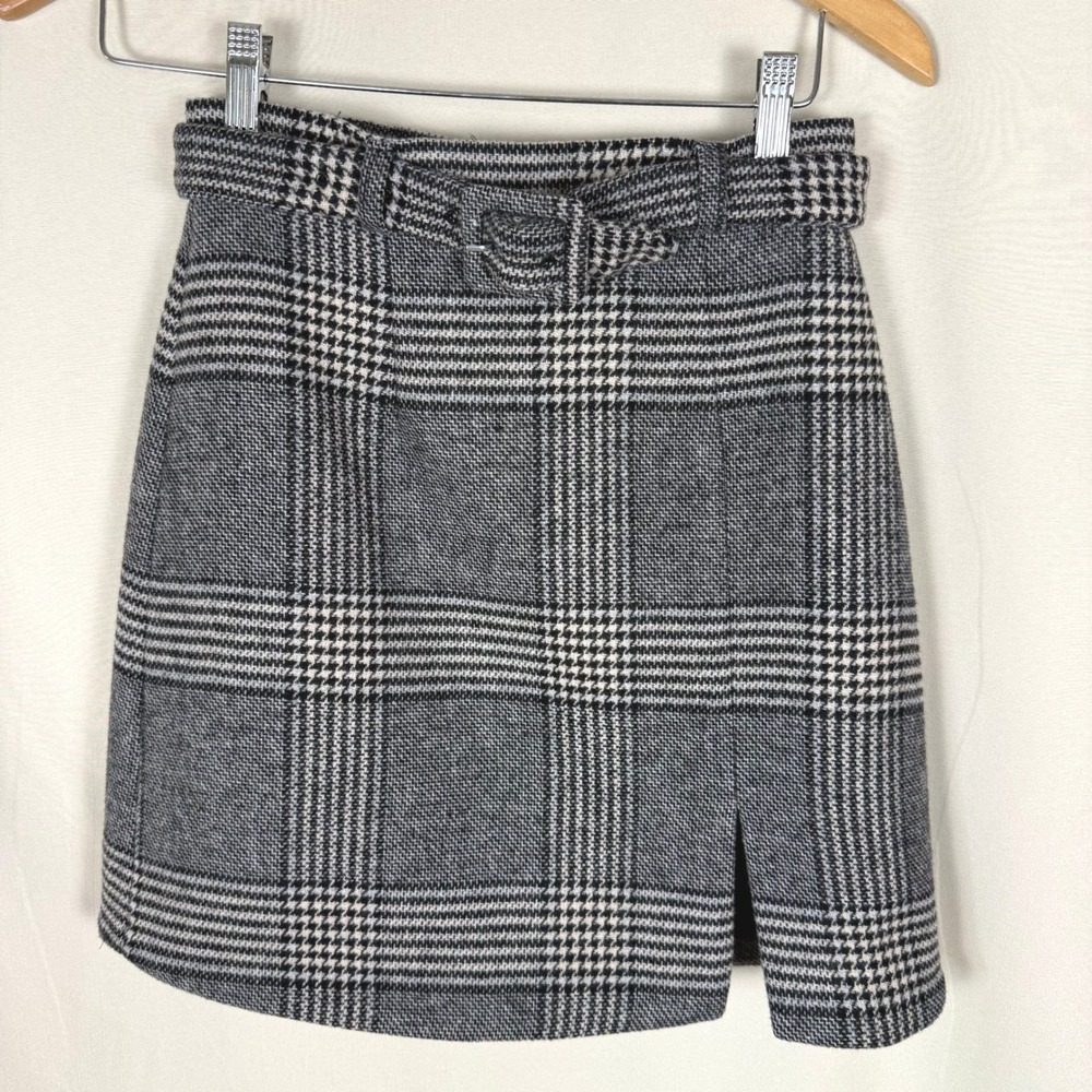 ALEXACHUNG Whatever Belted Prince of Wales Checked Wool NWT Indie Mini Skirt 2